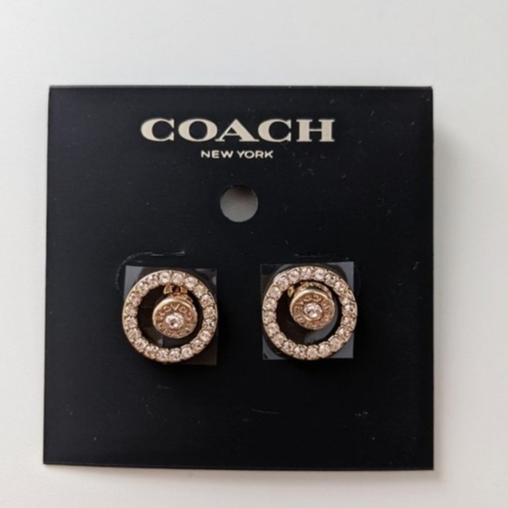Coach Open Circle Halo Stud Earrings, Rose Gold NWT